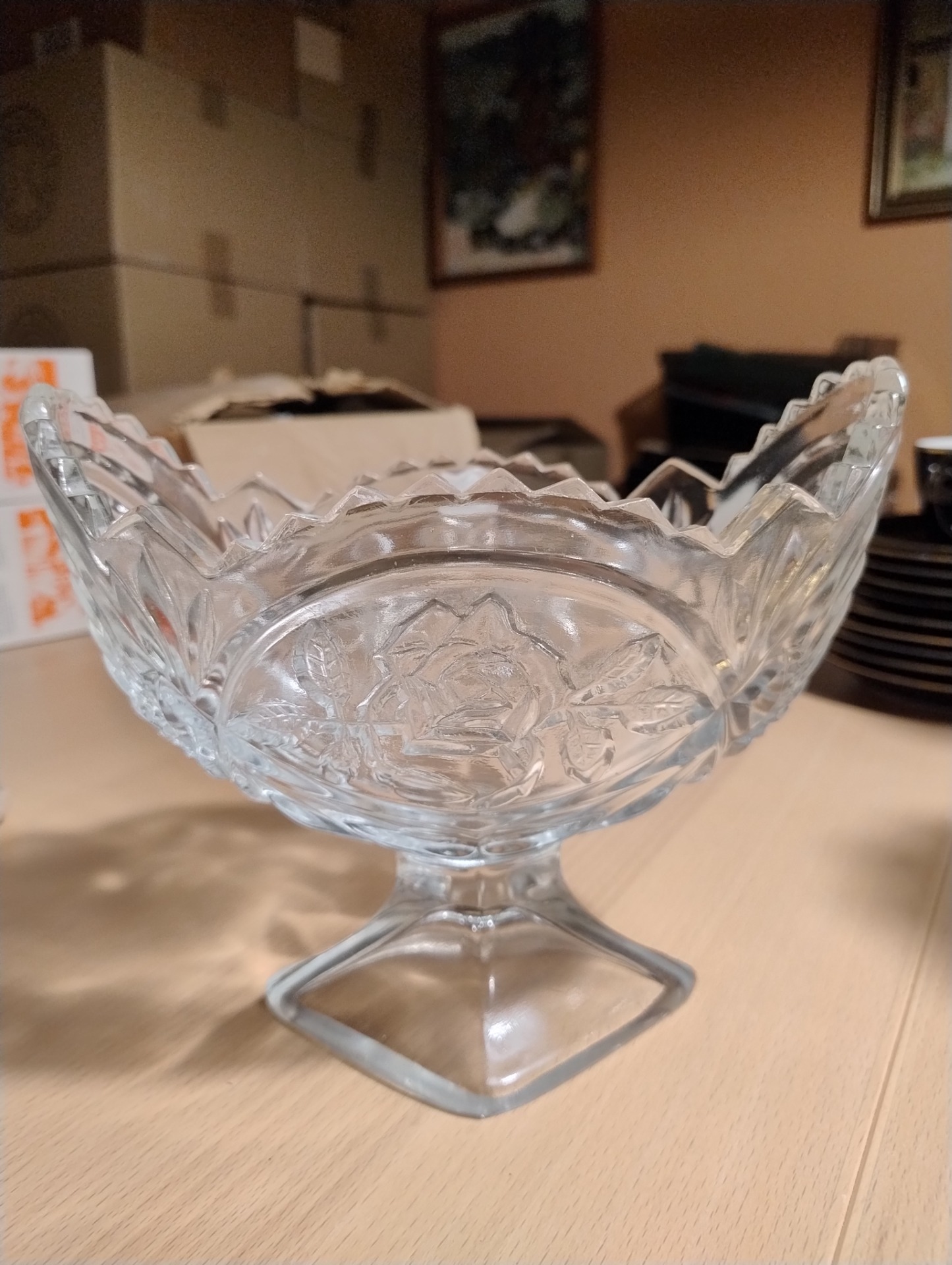 Stor vintage glasskål