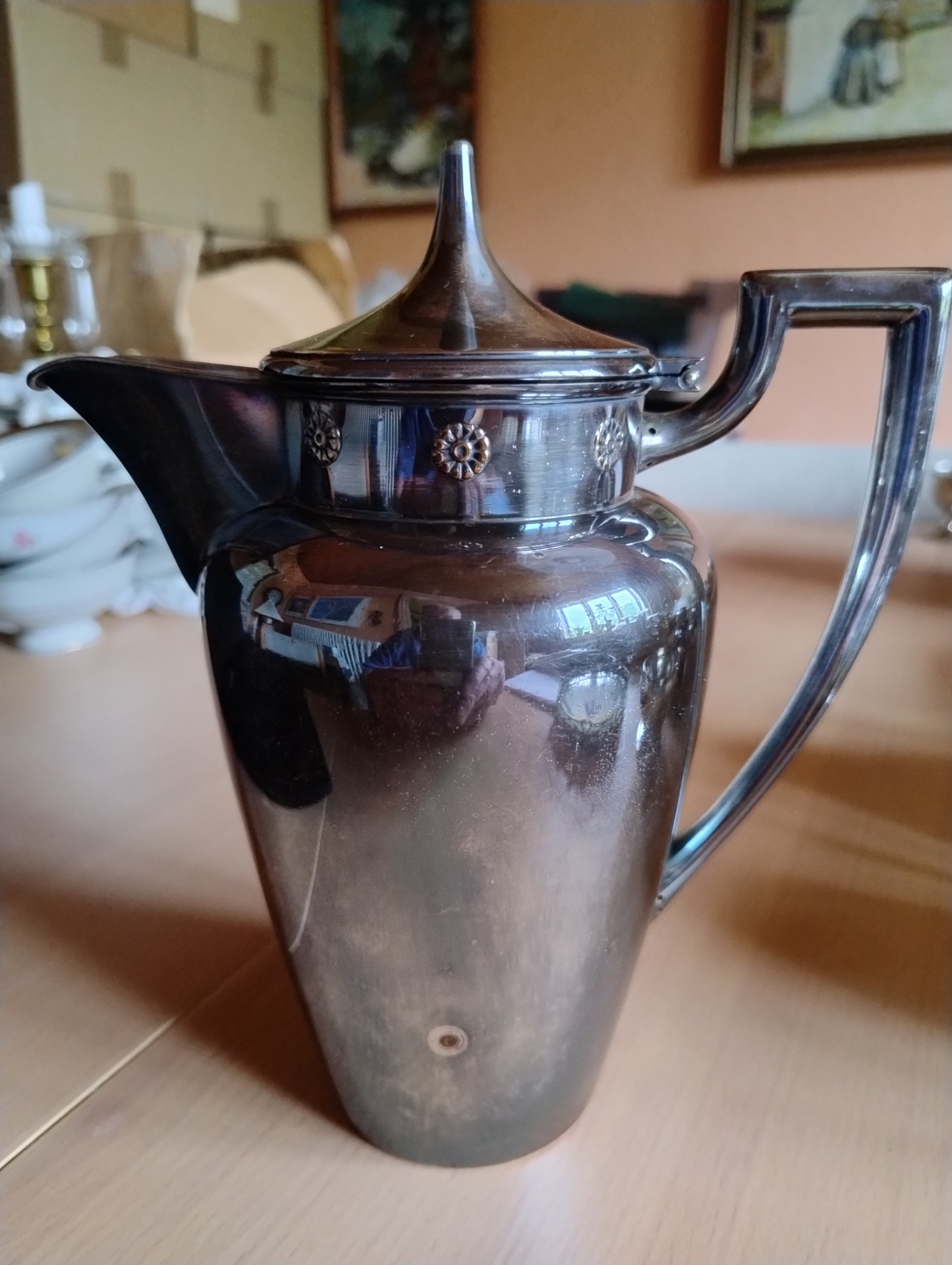 2 tårnet sølv kaffekande 22cm høj