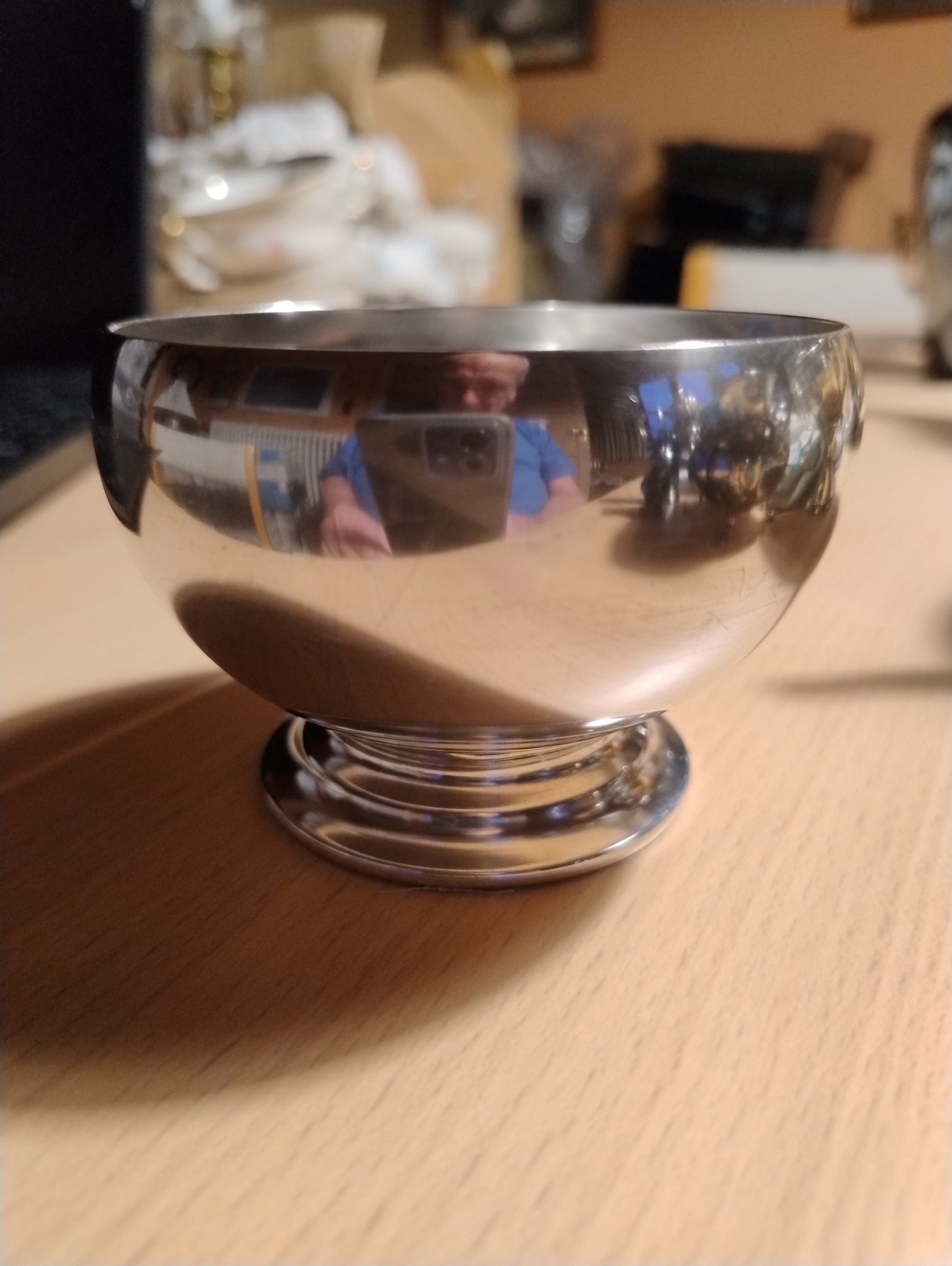 Lille sølvplet skål, 6cm høj x 85mm Ø